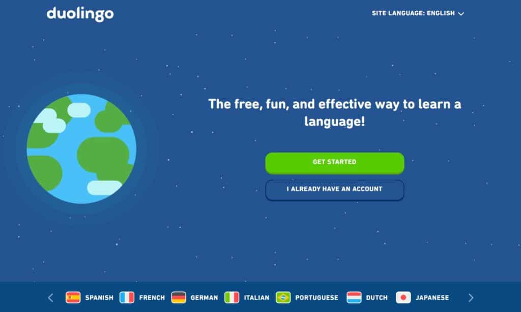 duolingo homepage screenshot