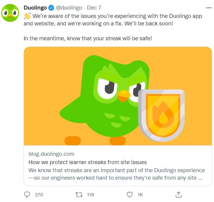 Duolingo Tweet screenshot