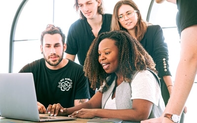 marketing team works on tone and voice