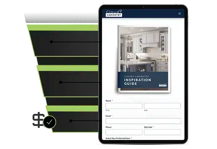 Sales funnel with ebook download mockup